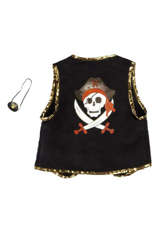 Great Pretenders Pirate Vest & Eye Patch Black/Red - Size 4-7