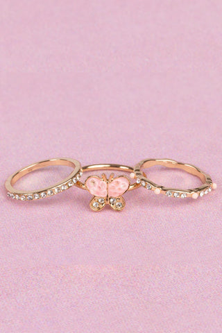 Great Pretenders Boutique Chic 3Pc Butterfly Garden Ring Set