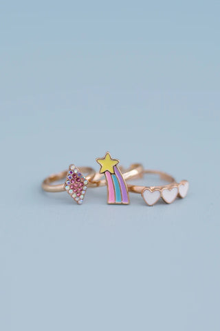 Great Pretenders Boutique Chic 3Pc Heart Star Rhinestone Ring Set