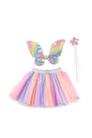 4/6 Great Pretenders Rainbow Sequins Skirt/ Wings/ Wand Costume