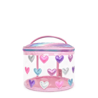 OMG! Accessories Bubblegum Heart Round Train Case