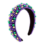 Mardi Gras Beaded Pearl Headband