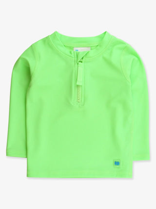 Rugged Butts Long Sleeve Zipper Rash Guard - Neon Honeydew