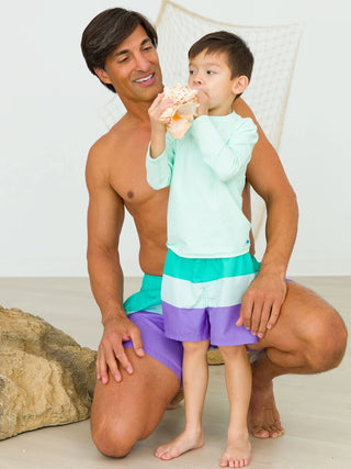 Rugged Butts Green/Purple Colorblock Swim Trunks