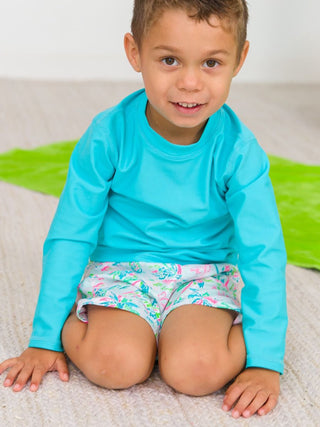 Rugged Butts Long Sleeve Rash Guard - Bright Aqua