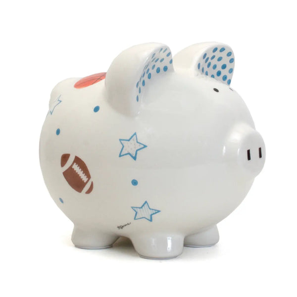 Ceramic Piggy Bank - Sport Paper Star