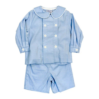 Bailey Boys Dressy Short Set - Light Blue Corduroy