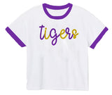 Azarhia Tinsel TIGERS Ringer Gameday White Boxy Tee