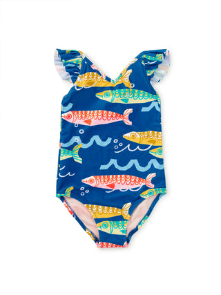 Tea Collection Ruffle One-Piece Swimsuit - Sardinas del Mar
