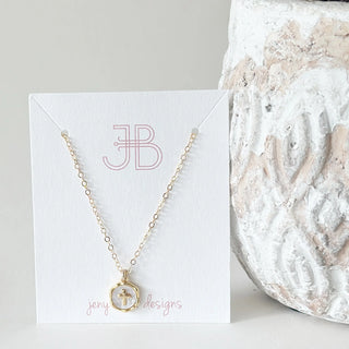 Katie Pearl Cross Necklace - Mini