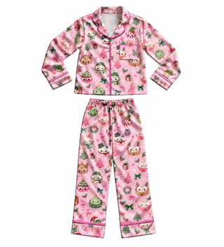 Tweenstyle pink dumpling Christmas print 2-piece loungewear set - view 2