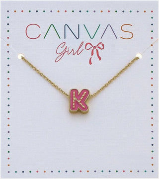 Canvas Initial Pink Necklace