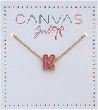 Canvas Initial Pink Necklace