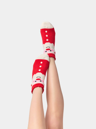 Shiraleah red Santa fuzzy socks with grip soles
