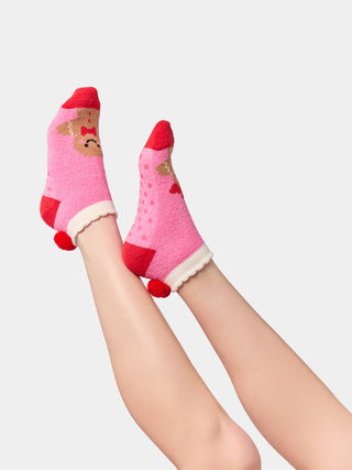 Close-up of Shiraleah gingerbread sock design