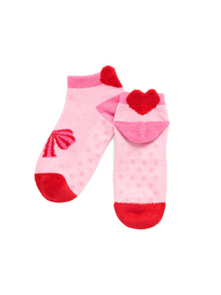 Shiraleah pink bow fuzzy socks with grip soles