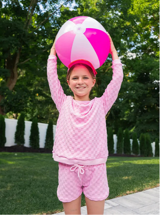 Limeapple 2Pc Pink Terry Sweatshirt and Short Set