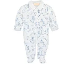 Baby Club Chic Baby Blue Toile De Jouy Footie w/ round collar