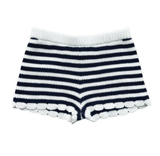 Navy Striped Ribbed Knit Tank Top & Shorts 2pc Set