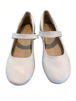 Kimey Bailarina White Mary Janes with Velcro Strap