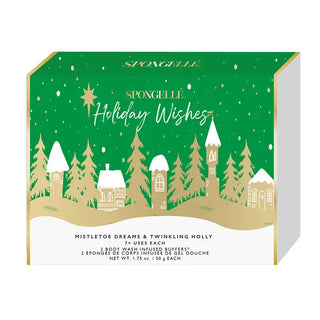 Spongelle Holiday Tree Ornament Gift Set - Holiday Wishes (Green/Gold)