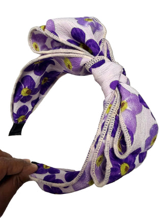 Bari Lynn Purple Floral Bow Headband