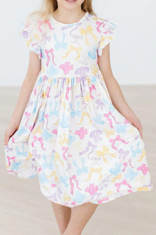 Mila & Rose Bow-tastic Flutter Sleeve Twirl Dress