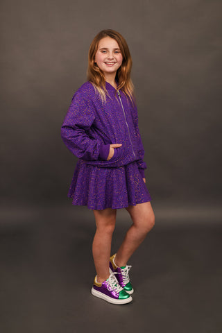 Blended Spirit Purple Mardi Gras Rhinestone Skort