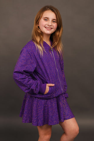 Blended Spirit Purple Mardi Gras Rhinestone Skort