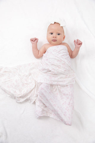 Bei Bei bamboo swaddle in pink Nursery Toile, additional view