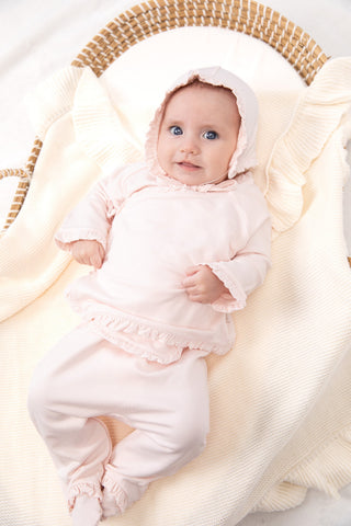Bei Bei 3-piece bamboo ruffle set in petal pink