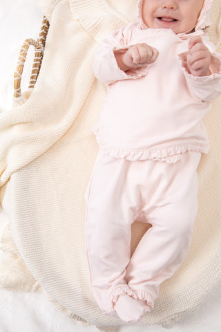 Bei Bei 3-piece bamboo ruffle set in petal pink, additional view