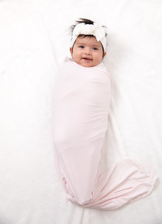 Bei Bei bamboo swaddle in petal pink stripe, additional view