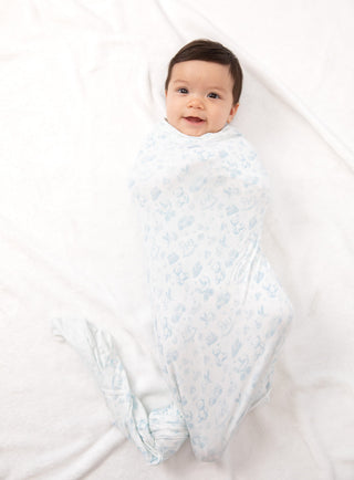 Bei Bei bamboo swaddle in blue Nursery Toile, additional view