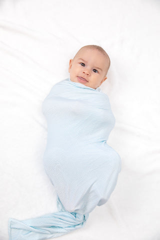Bei Bei bamboo swaddle in breezy blue stripes, additional view