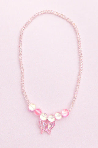 Great Pretenders Boutique Chic Holo Pink Crystal Butterfly Necklace
