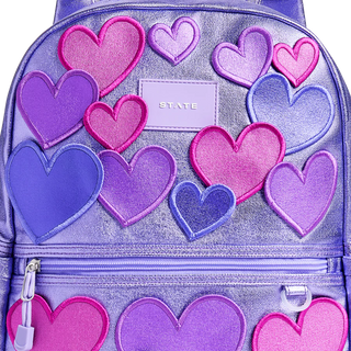 State Backpack - Kane Kids Travel - Metallic 3D Hearts