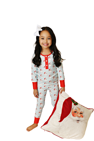 Swoon Baby Blue Santa Butterknit 2Pc PJs