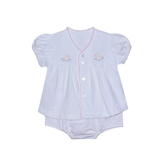 White Brennan Girl Diaper Set - Duckies