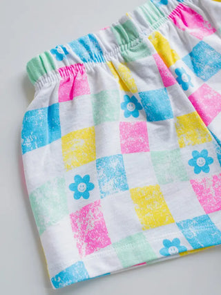 All Over Checker French Terry 2Pc Short Set