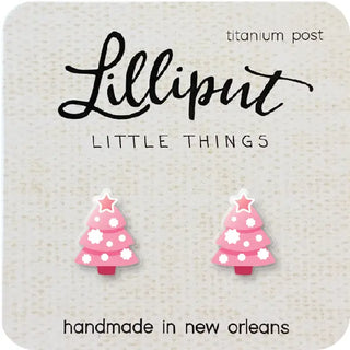 Lilliput Little Things Earrings - Pink Christmas Trees