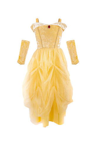 Velvety Soft Yellow Princess Gown W/ Arm Warmers
