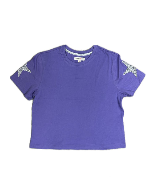 Paper Flower Paisley Purple Rhinestone Stars Tee