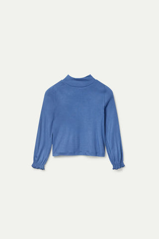 Girls Blue Knit Turtleneck Top