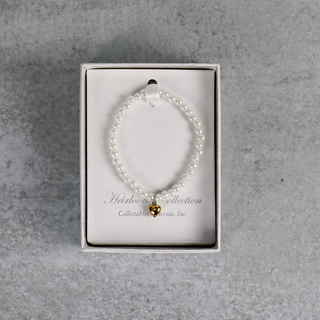 4" Gold Heart Pearl Bracelet