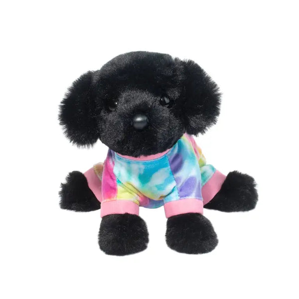 Hattie Black Lab Mini Pup with Rainbow Tie Dye Pajamas