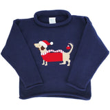 Bailey Boys Navy Roll Neck Santa Doxie Sweater