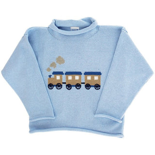 Bailey Boys Blue Roll Neck Train Sweater
