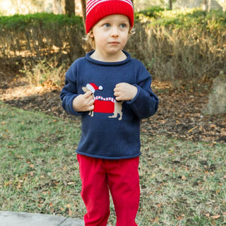 Bailey Boys Navy Roll Neck Santa Doxie Sweater