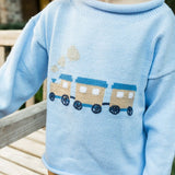 Bailey Boys Blue Roll Neck Train Sweater
